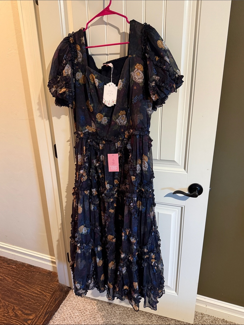 Ivy City Co Floral Maxi Dress with Blue, Mustard Yellow and Cream Flowers